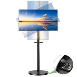 UPGRAVITY Rolling TV Stand for 13 to 49 inch Screens - 90° Rotatable Portrait to Landscape, Height Adjustable Mobile TV Stand on Wheels Holds up to 35lbs, Max VESA 200x200mm, Black