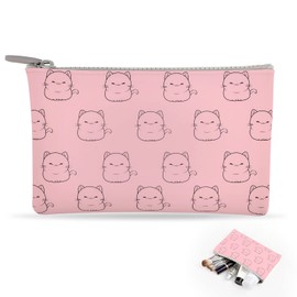 Manmihealth Cute Cat Silicone Makeup Bag, Cosmetic Bags for Women, Portable Purse Pouch for Travel Essentials, Zipper Storage Organizer Bag, 1-Pack. (Pink01)