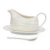 BSTKEY 13 Oz White Ceramic Gravy Boat with Tray and