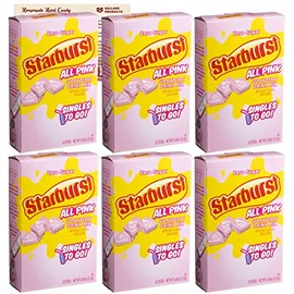 Starburst All Pink Strawberry Singles To Go Drink Mix | 6 Boxes - 36 Flavor Packets of Sugar Free Water Enhancer Drink Mix | Bundle with Ballard Products Hard Candy Recipe Card