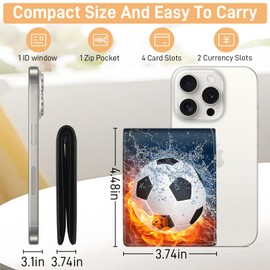 Teen Boys Wallet for Kids - Soccer Kids Wallet for Boys Leather Credit Id Card Cash Holder Rfid Blocking Zipper Cool Funny with Coin Pocket Id Window Bifold Sports Design for Teen Birthday Gifts