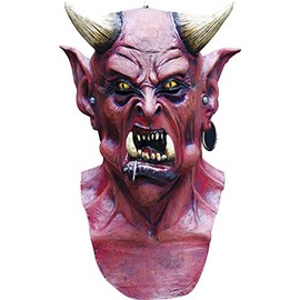 Ghoulish Productions Uzzath Mask. Red Devil Horns Mask, Demon Mask With Horns Red, Red Demon Big Cheest Mask. One Size Latex Mask. Adult Mask. Devils Line