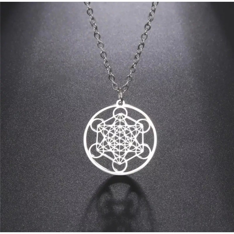 Collar Cubo De Metraton Arcángel Plateado