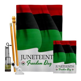 Breeze Decor Juneteenth Freedom Day Garden House Flag Kit Patriotic Historic July Memorial Veteran Independence United State American Decoration Banner Small Yard Gift Double-Sided, Made in USA