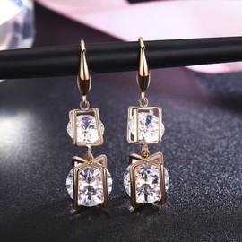 SBLING 18K Rose Gold Plated Cubic Zirconia Drop Earrings - Gifts for Women