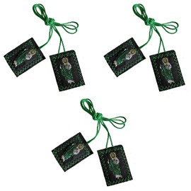 3 Pack Green Catholic Scapulars of Saint Jude, Virgen De Guadalupe/San Judas Tadeo Escapularios Catolicos Pendant, Rear View Mirror or House Blessing Hanging Religious Charm (Green Saint Jude)