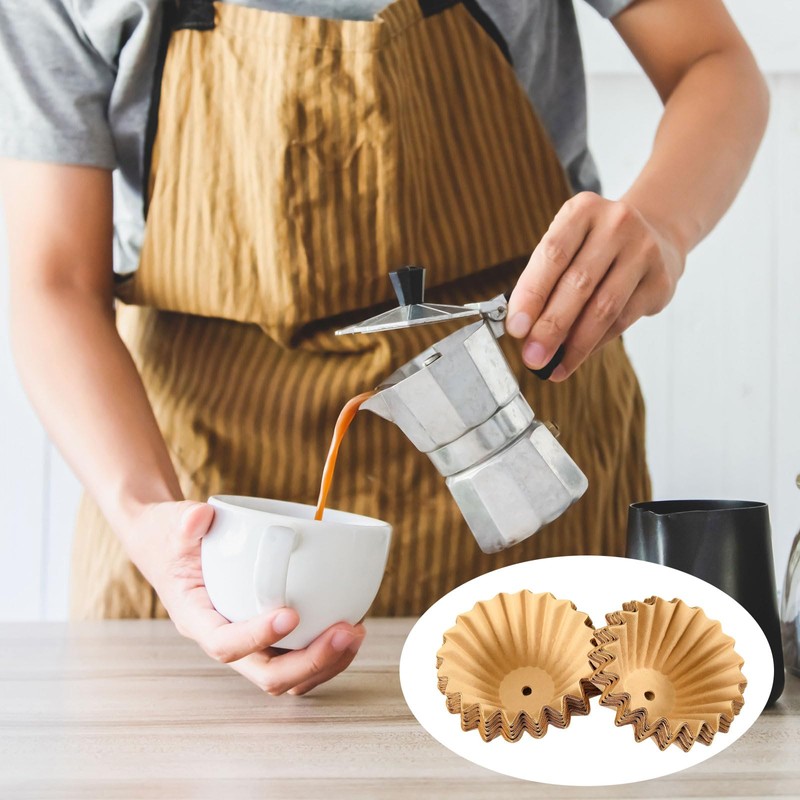 100 Pcs Coffee Filters Pre-punched for Percolator, Brown, 30 Cup