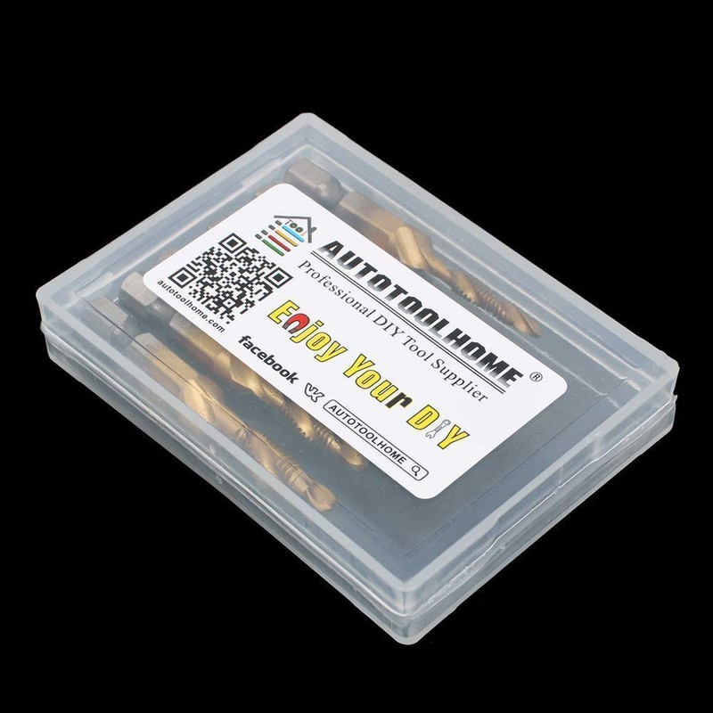 AUTOTOOLHOME 6 Pack Titanium Combination Drill Tap Bit Set Screw