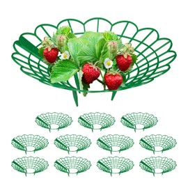 Relaxdays Strawberry Ripper, Set of 12, Snail Protection, Strawberries, Plastic, Strawberry Grid Against Rot & Mould, Green
