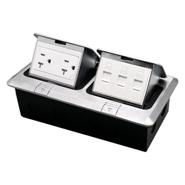 Jiangce Pop Up Floor Outlet Kit,Recessed Floor Outlet Box, with 20 Amp TR Recaptacle Outlet Stainless Steel Cover and 3 LAN for Office, Conference Room and Home Floor