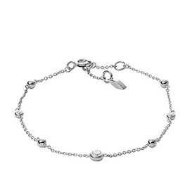 Fossil Sterling Silver Bracelet for Women, One Size, Sterling Silver, Cubic Zirconia