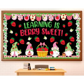 gisgfim Summer Strawberry Classroom Bulletin Board Decorations Set Learning is Berry Sweet Paper Cutouts Gnome Berry Fruit Bulletin Board Decor for Teacher Back to School Nursery Door Chalkboard Wall