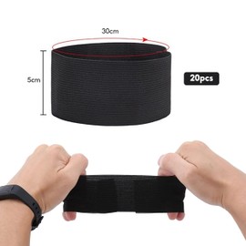 YqsIbth Armbands Mourning, 20PCS Black Armbands Mourning, Loop Closure Arm band, Elastic Black Armband Football, Football Mourning Armband for Basketball Football Captains Memorial Funeral Respect