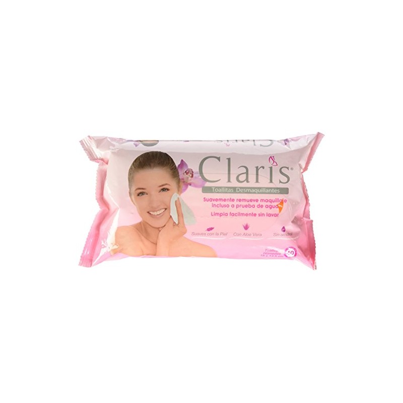 Claris Toallitas Humedas Desmaquillantes, Paquete con 40 piezas