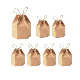 AIMALL 50Pcs Xmas Candy Gift Box Bag Pillow Favor Kraft Paper Gift Favour Wedding Party with Elegant Design