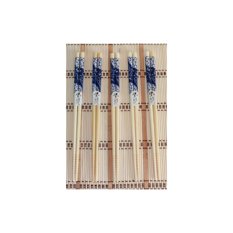 AAF Nommel® No. 022 Bamboo Chopsticks 5 Pairs Beige Blue