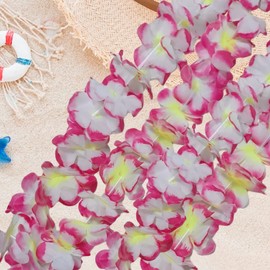KIWILEPI 24pcs Pink Hawaiian Leis Bulk, Thickened Leis for Luau Party, Tropical Flower Necklace Hawaii Floral Garland Hula Dance Party Graduation Leis Birthday Beach Wedding Favors Christmas Decorations