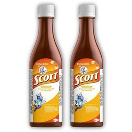 Scott's Emulsion Cod Liver Oil Traditional Flavor Pack of 2 x 6.1 fl oz - 180 ml - Dietary supplement with vitamin A and calcium.