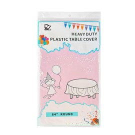 D&Z 6 Pack Round Plastic Tablecloth Disposable 84" Heavy Duty Table Covers for Indoor Outdoor Party Birthday Wedding Valentine's Day (Pink)