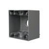 2-Gang Weatherproof Deep Box, Five 1 in. Threaded Outlets, Gray