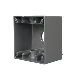 2-Gang Weatherproof Deep Box, Five 1 in. Threaded Outlets, Gray (5389-0)