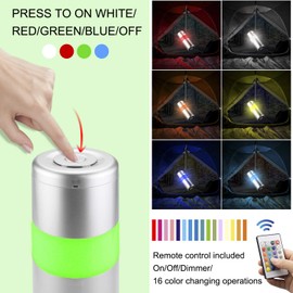 LUXSWAY Battery LED Colored Table Light with Remote, Wireless Dimmable RGB Night Light,Portable Muitl-Colored Camp Light Mood Light, Warm White and Color Changing Light