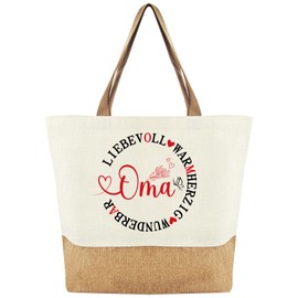 Tarklanda Jute Bag Grandma Gift, Shopper Bag Women's Fabric Bag, Large Shopping Bag, Cotton Bag as Birthday Gift, Gift for Grandma for Birthday, Mother's Day