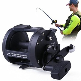 TSSD 3000L TROLLING BOAT FISHING REEL, SPOOLED WITH 30lb CLEAR LINE, STAR DRAG, 3.8-1 RATIO