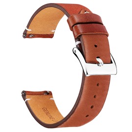 [BINLUN] Genuine Leather Watch Band Quick Release Leather Watch Strap for Men Women Replacement Watch Strap Unisex 12mm 14mm 16mm 18mm 20mm 22mm 24mm 4 Colors (Orange/Black/Brown/Light Brown),