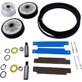 Dryer Repair Kit - Includes 12001541 Rollers, 306508 Dryer Tumbler Bearing Kit, WP6-3700340 Idler Pulley & WP33002535 Spring - Fix Squeaking/Non-Tumbling Dryers