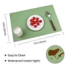 Plastic Sage Green Placemats Set of 6 Wipeable Tablemats for Dining Table Outdoor Indoor Waterproof Table Mats Rectangular Easy Clean Reusable Place Mats (6)