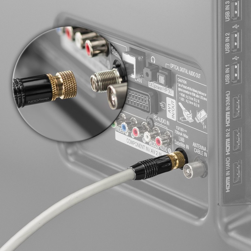 deleyCON SAT Antenna Cable 7.5m (24.61 ft.) Coaxial Satellite Cable