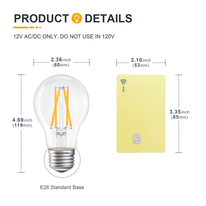TOKCON 12V Low Voltage LED Light Bulbs - Soft Warm