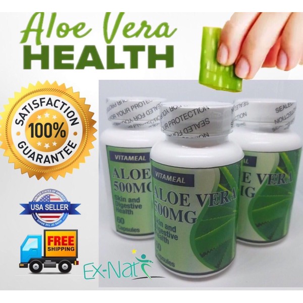 ALOE VERA 500 mg Caps SKIN AND DIGESTIVE HEALTH LEAF LATEX SUPPLEMENT CURE
