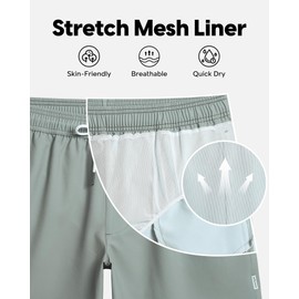 maamgic Mens Swim Trunks 5" Quick Dry Beach Shorts Stretch Swimming Trunks Shorts with Mesh Lining Zip Pockets Light Grey Medium