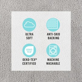 MARTHA STEWART Drylon Microfiber Bath Rug - 1 Piece, Ultra Soft Plush, Non-Slip, Thick, Washable Bathroom Rugs, Home Decor Accessories, Household Essentials, Small Bath Mat, 17" x 24"​, Light Gray