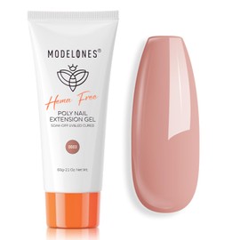 modelones Poly Nail Gel, Hema-Free 60ML Natural Nude Poly Extension Gel Nail Enhancement Thickening All Seasons Neutral Skin Tones Builder Overlays Gel Nail Art Home DIY Salon
