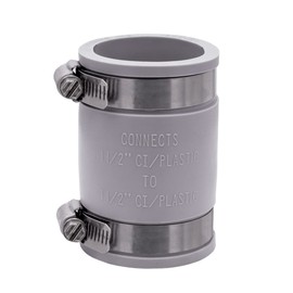 Fernco 1056-150 1-1/2-in. Flexible PVC Pipe Coupling for Cast Iron and Plastic Plumbing Connections in Gray