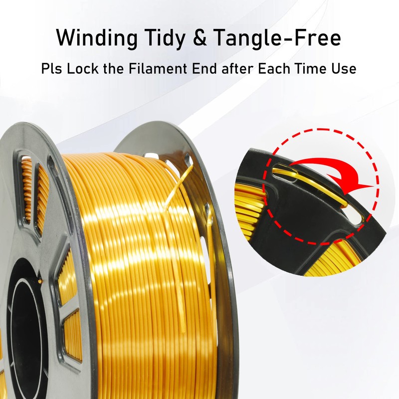 MIKA3D Silk Shiny PLA Gold 3D Printing Filament, 1Kg 2.2lbs