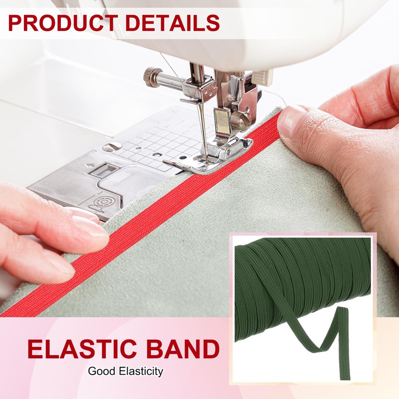 PATIKIL Elastic Bands 6mm x 45 Meters, Polyester Flat Elastic