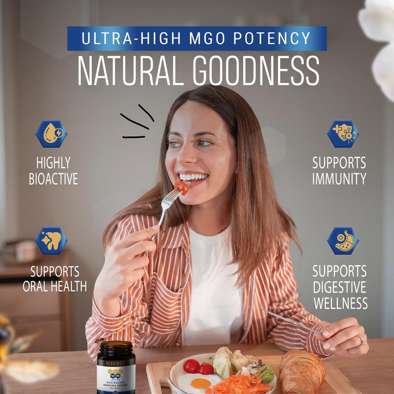 Berringa Manuka Honey Organic MGO 550+ High Strength, Supports General