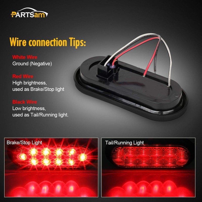 Partsam 12v LED Truck Trailer Light Kit Waterproof,2x 6 Oval
