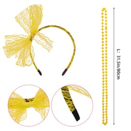 Haakong 80s Women Costume Set 80s Costume Accessories Yellow Tutu Women Headband Necklace Heart Glasses Outfit for Women (Yellow)