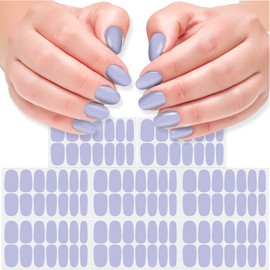 DANNEASY 8 Sheets Lavender Nail Wraps for Women Solid Color Nail Polish Stickers Stick on Nail Polish Strips Gel Nail Strips Self Adhesive Fingernail Sticker Nails with Nail File, Cuticle Stick