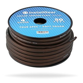 InstallGear 4 Gauge Black 50ft Power/Ground Wire True Spec and Soft Touch Cable on Spool