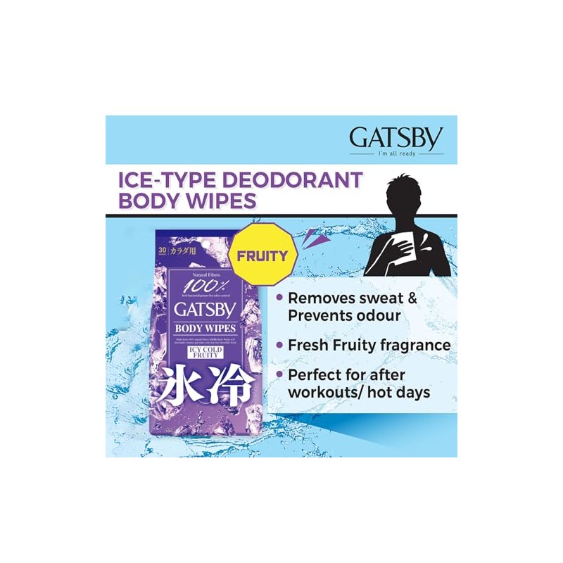 Mandom Gatsby Ice Body Paper Ice Fruity 30 Sheets