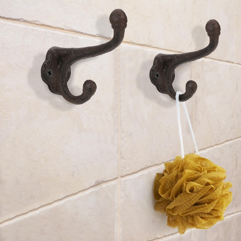 Peohud 10 Pack Cast Iron Coat Hooks, Rustic Wall Hooks,