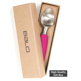 BALCI Ice Cream Scoop - Heavy Duty Stainless Steel Icecream Scooper With Non-Slip Rubber Grip - Professional Metal Ice-Cream Spade - Dishwasher Safe – Pink