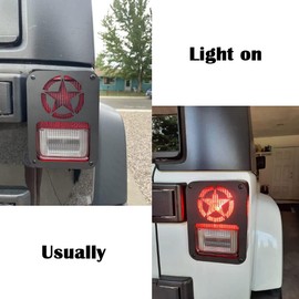 Paquete de 2 protectores de luz trasera compatibles con Jeep Wrangler JL JK 2007-2018, protector de luz (estrella)