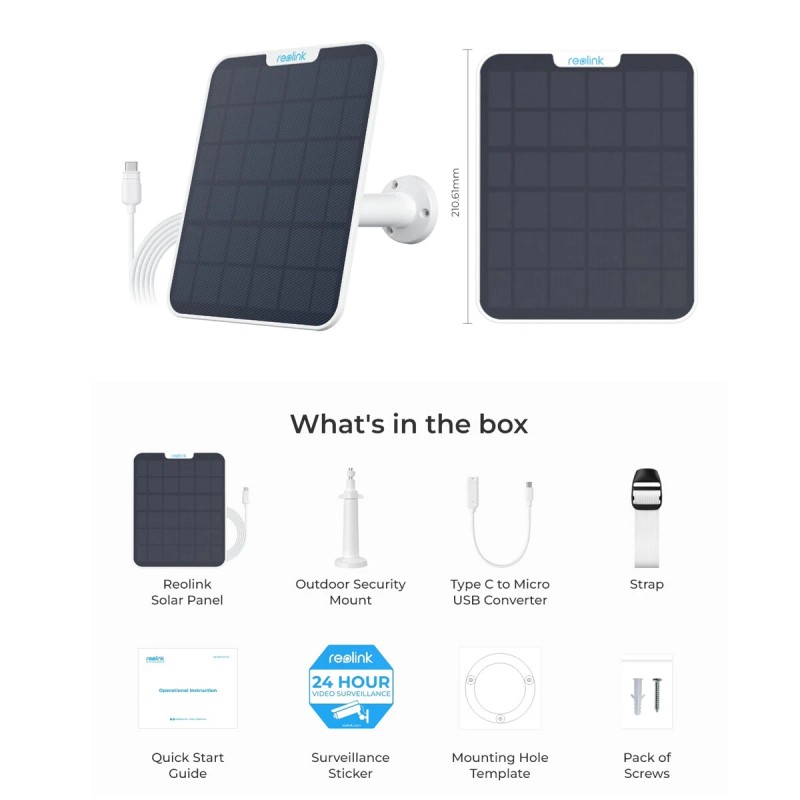 Reolink 6W Solar Panel White Non-Stop Power Supply for Reolink